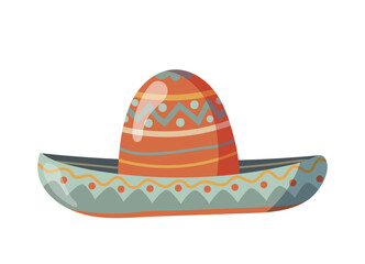 sombrero hat. Traditional Mexican costume element isolated on beige background. clipart. vector illustration