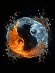 fire and water - yin yang concept - tao symbol, generative ai - obrazy, fototapety, plakaty