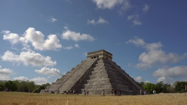 CHICHEN ITZA, MEXICO - Timelapse of El Castillo or Kukulkan temple, the Pyramid of Chichen Itza, landmark of Yucatan.
