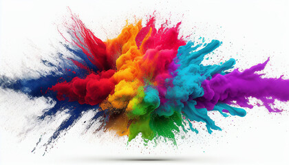 Creative minimal concept. Colored colourful holi powder explosion on background. commercial, editorial advertisement banner.