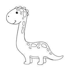 Line sketch coloring little cute dinosaur.Vector graphics.	