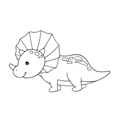 Line sketch coloring little cute dinosaur.Vector graphics.	