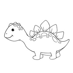 Line sketch coloring little cute dinosaur.Vector graphics.	