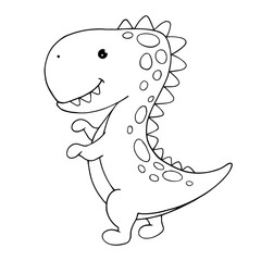 Line sketch coloring little cute dinosaur.Vector graphics.	