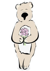 Bär mit Blumen