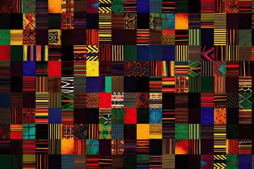 Ethnic Abstract Art: Generative Geometric Patchwork in Traditional African Kente Fabric Design. Generative AI