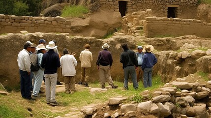 Exploring Ayacucho's Wari Archaeological Complex: A Guide to Prehistoric American Civilisations and Their Historic Ruins. Generative AI - obrazy, fototapety, plakaty