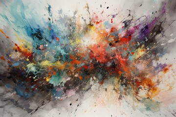 Explosion of Colourful Ink and Paint: Abstract Art Inspired by Dust Clouds and Bursts of Texture: Generative AI