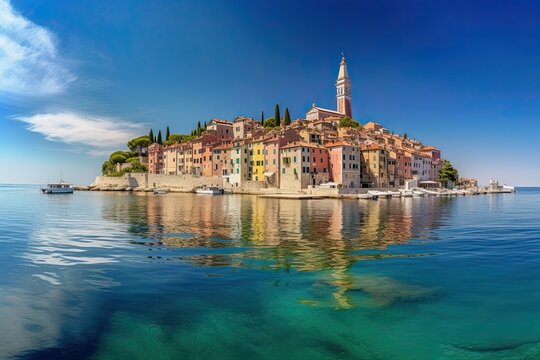 Escape to Rovinj: Explore the Classic Panoramic Views of Istria, Croatia: Generative AI