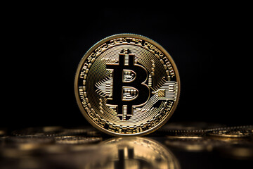 Valuable Cryptocurrency: Shiny Gold Bitcoin Coin with Iconic Logo