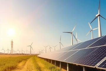 solar panels and turbines