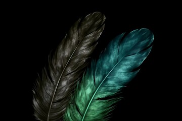 Green and Black Plume: A Striking Feather Illustration