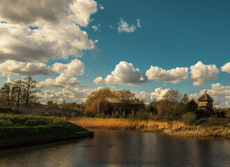 landscape with lake and clouds