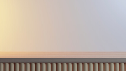 Wooden stand against the wall, stand for various items, demonstrative wooden shelf - 3D Illustration