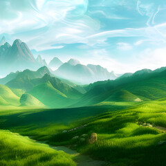 Fototapeta premium landscape with mountains and sky