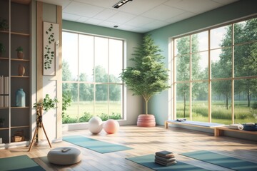 Find Peace and Serenity in a Beautifully Designed Yoga Room, generative AI