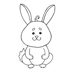 Linear sketch, coloring of a little bunny, rabbit. Vector graphics.