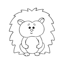Fototapeta premium Linear sketch, coloring of a small hedgehog. Vector graphics.