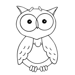 Linear sketch, coloring book of an owl. Vector graphics.