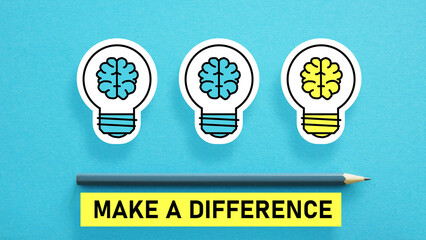 Make a difference is shown using the text and picture of different lamps