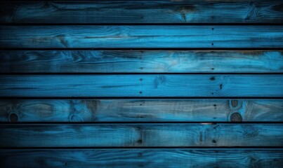 Vintage wooden planks background texture - Old weathered wooden plank painted in blue color - Generative AI - Generative
