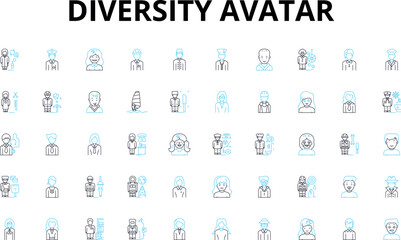 Diversity avatar linear icons set. Inclusivity, Representation, Identity, Equality, Culture, Diversity, Multiculturalism vector symbols and line concept signs. Generative AI
