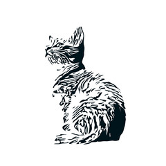 Obraz premium black and white sketch of a cat with a transparent background