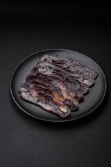 Delicious smoked or cured mahan horse meat sausage with spices and herbs