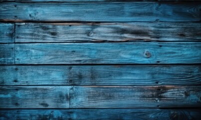 Vintage wooden planks background texture - Old weathered wooden plank painted in blue color - Generative AI - Generative