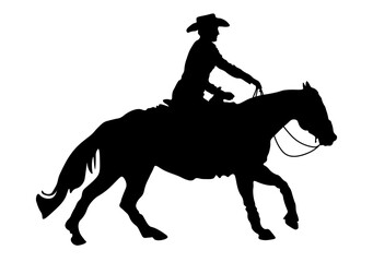 Reining rider and horse silhouette