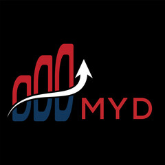 MYD letter logo.MYD Red and Blue Shield Emblem Logo Template.MYD company logo Can be used for personal and Corporate business.MYD Patriotic icon. - obrazy, fototapety, plakaty