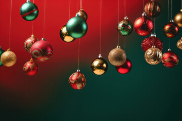 Vibrant Christmas Balls Banner with Copy Space