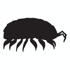 Woodlouse silhouettes and icons. Black flat color simple elegant Woodlouse animal vector and illustration.