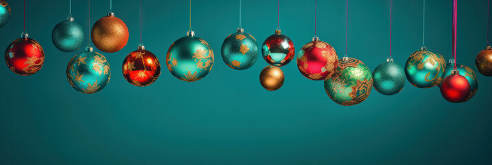 Vibrant Christmas Balls Banner with Copy Space