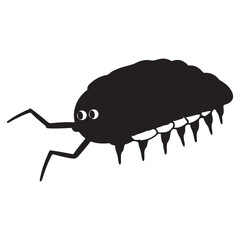 Woodlouse silhouettes and icons. Black flat color simple elegant Woodlouse animal vector and illustration.