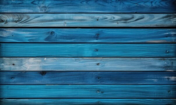 Vintage wooden planks background texture - Old weathered wooden plank painted in blue color - Generative AI - Generative