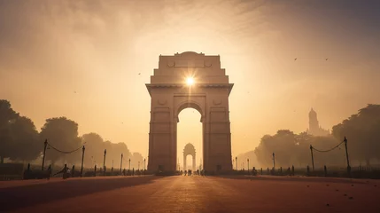 Fotobehang Beautiful India Gate, New Delhi, generative ai © coco