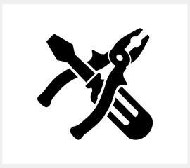 Stencil screwdriver pliers icon Tools clipart Vector stock illustration EPS 10
