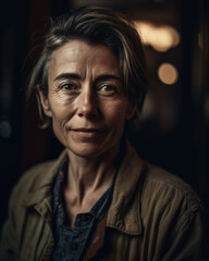 Obraz premium AI generated portrait of a middle aged woman with wrinkles