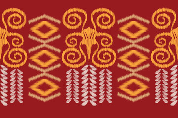 Ethnic Ikat fabric pattern geometric style.African Ikat embroidery Ethnic oriental pattern red background. Abstract,vector,illustration.For texture,clothing,scraf,decoration,carpet.