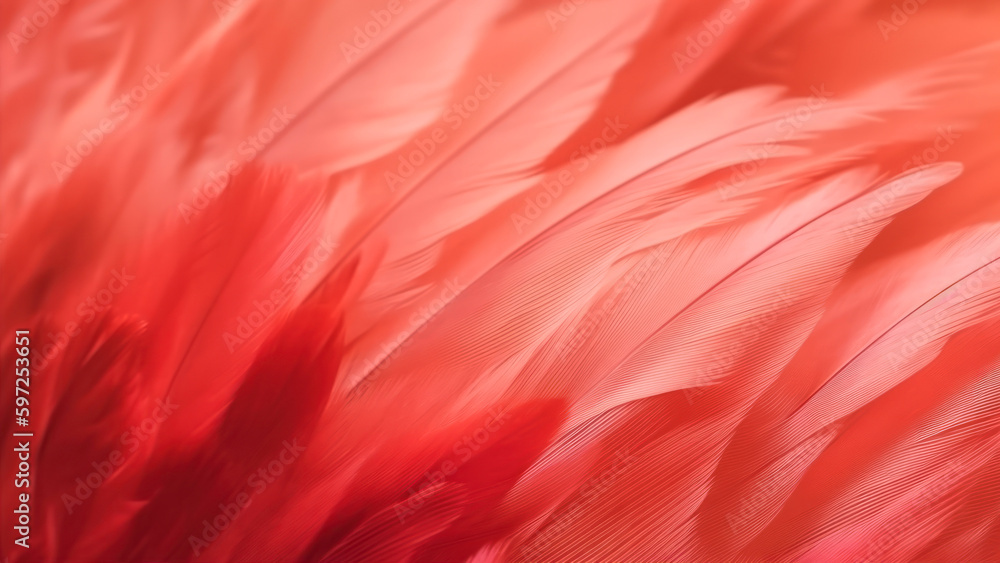 Poster close up of pink feathers texture background. soft and selective focus. generative ai