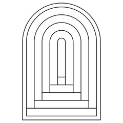 Boho frame arch vector illustration modern minimalistic retro aesthetic linear arc portal logo bohemian design element mystical geometric abstract border