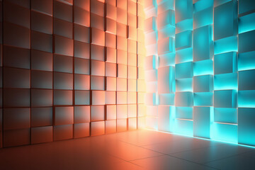 3D abstract background wall with squares