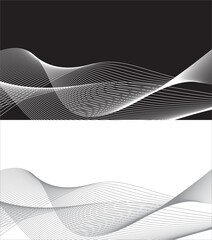 Gray and white abstract background with flowing particles. Digital future technology concept. Abstract white paper wave background and abstract gradient and white wave curve lines.