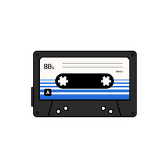 Blue Retro Audio Cassette Tape Music Illustration Vector