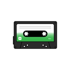 Obraz premium Green Retro Audio Cassette Tape Music Illustration Vector