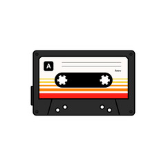 Red, Orange and Yellow Retro Audio Cassette Tape Music Illustration Vector
