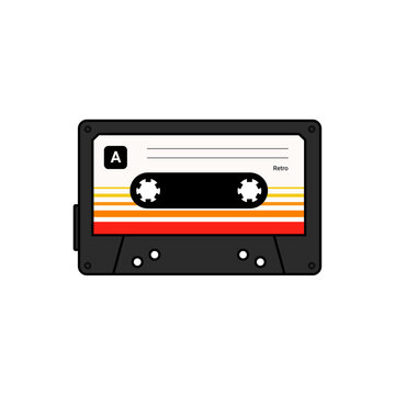 Red, Orange and Yellow Retro Audio Cassette Tape Music Illustration Vector