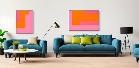 Modern living room with sofa, Generative AI