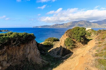Sea coast landscape in Sardinia near Villasimus